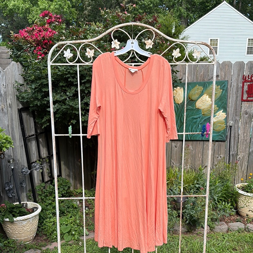 Pastels Pink 3/4 Sleeve Scoop Neck Sundress